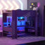 Lit mezzanine en bois avec bureau, tablettes multiples, DEL et station de charge