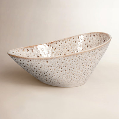 Truman Stoneware Ceramic Bowl - Elegant Home Decor Tableware for Modern Homes - 16" x 10" x 7"