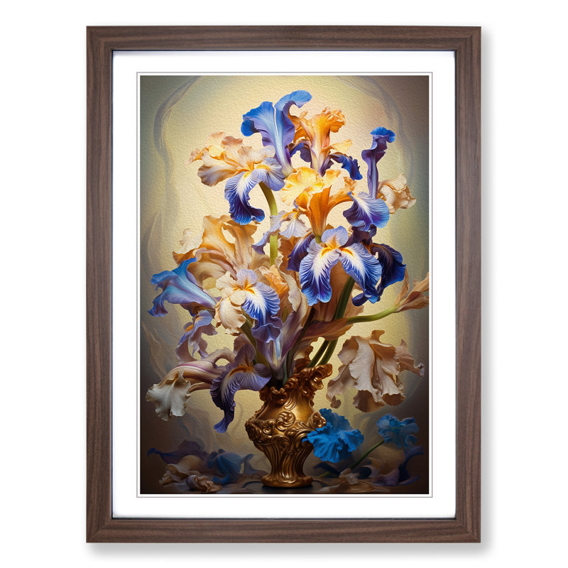 Iris Flower Baroque No.4 Framed Print, 34cm H x 25cm W x 2cm D, Walnut Framed