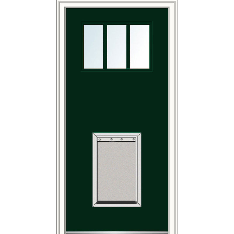 Porte d'entrée pré-montée en fibre de verre Craftsman, H 80 po x l 32 po x P 1,75 po, Blanc brillant, Ouverture à droite