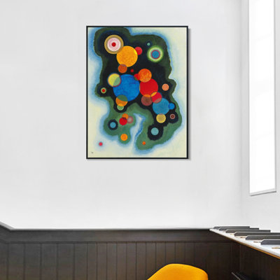 Reproduction d'art sur toile encadrée « VERTIEFTE REGUNG (DEEPENED IMPULSE) » de Wassily Kandinsky, décoration murale pour salon, maison ou bureau (cadre noir fin, 61 x 81 cm)