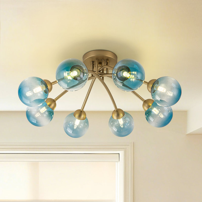 Plafonnier semi-encastré 8 lumières, Bleu dégradé