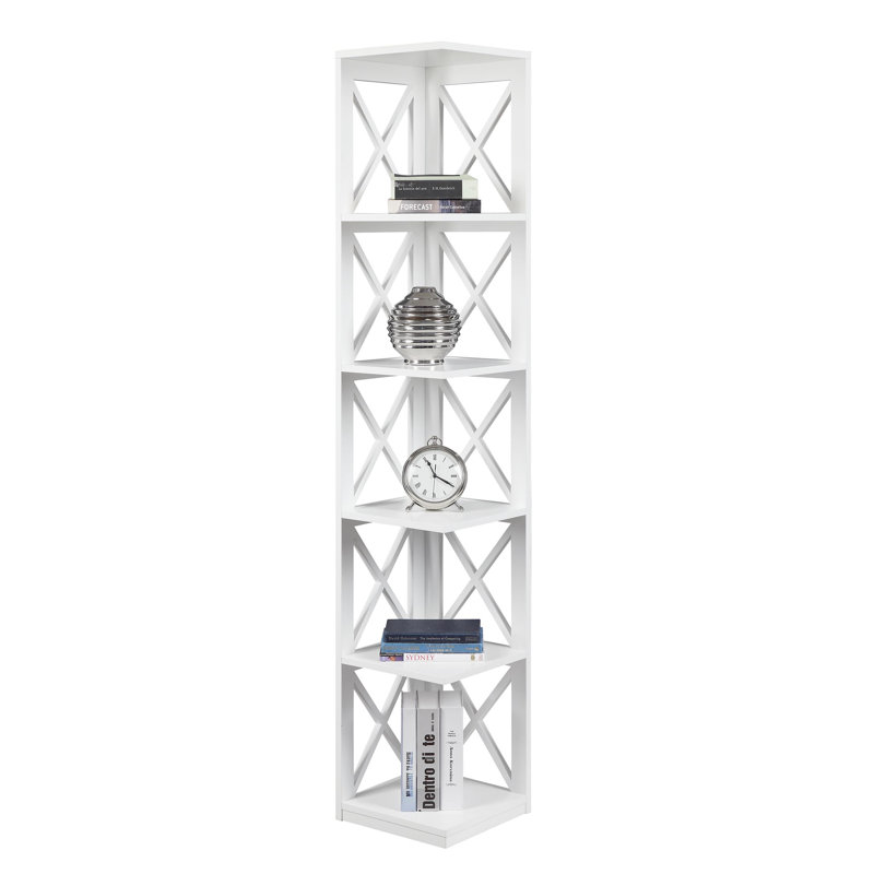 Darek 38.5" H x 12" W Corner Bookcase, White