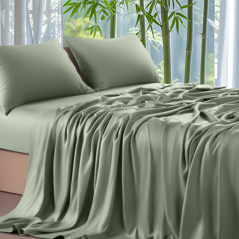 Bamboo Sheet Set, CaliKing Sheet Case Pack with 3 Additional Pieces, Sage Green