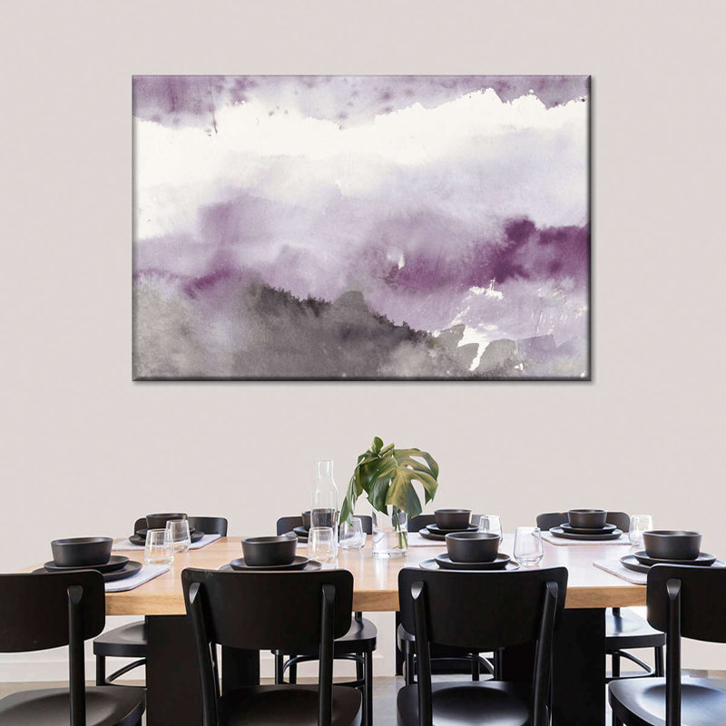 «Midnight At The Lake», améthyste et gris sur toile, H 8 po x l 12 po x P 1 po