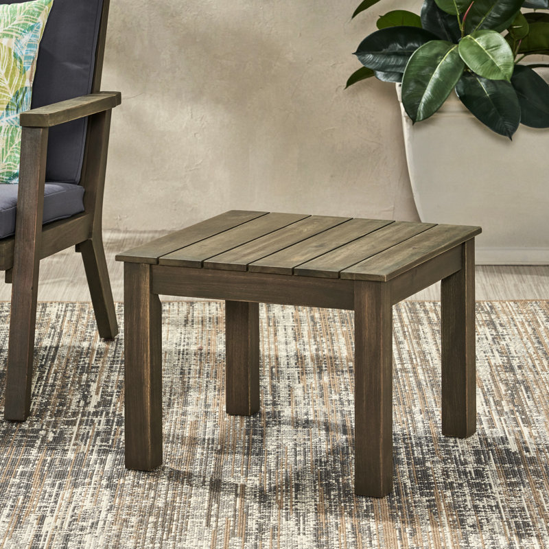 Table d'appoint en bois, gris - minimaliste avec lattes, plateau de table à lattes 20,25 po x 15 po 20,25 15,43 po