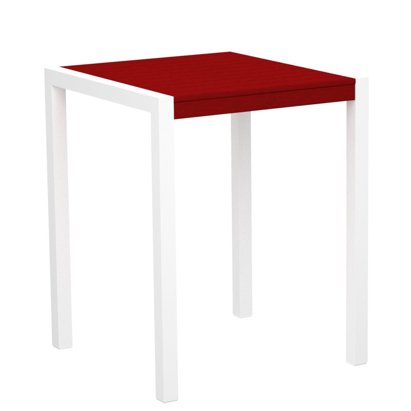 Table de comptoir POLYWOOD MOD, Rouge coucher de soleil, Blanc, L 35,18 po x P 35,18 po