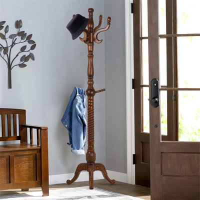 Deionta Solid Wood Freestanding 8 - Hook Coat Rack