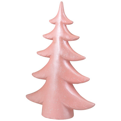 Snowy Shiny Christmas Tree Tabletop Decoration - 10" - Light Pink
