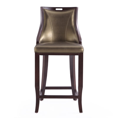 Upholstered Counter Stool with Solid Wood Frame