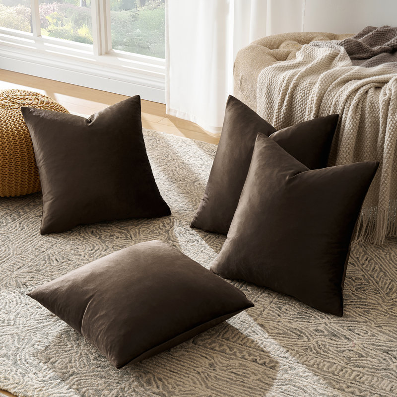 Ensemble de 4 housses de coussin en velours de luxe, housse décorative douce pour canapé-lit, salon, canapé, chambre à coucher