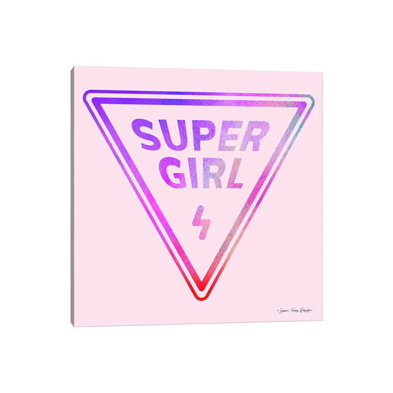 Super Girl - reproduction d'art textuel, Pas de tapis, H 12 po x l 12 po x P 1,5 po, Toile avec cadre noir