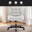 Fauteuil de bureau sans accoudoirs avec roulettes: Fauteuil large en cuir de polyuréthane, chaises de travail pivotantes réglables et confortables pour la maison, le bureau, le maquillage, les petits espaces et la chambre à coucher-261630949
