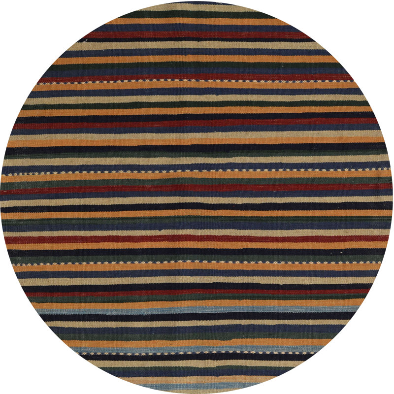 Tapis gris/brun/noir contemporain, Rond 3 pi