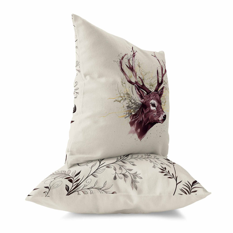 Indoor / Outdoor Floral Square Cushion, 51cm H x 51cm W, Ivory/Copper Floral