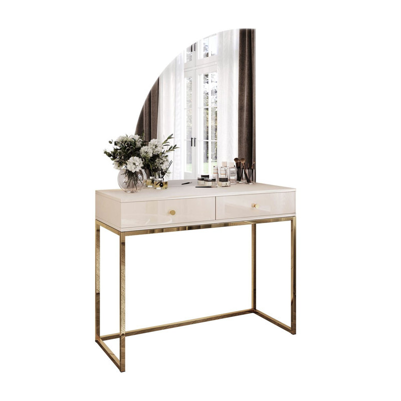 Dressing Table with Mirror, Gold