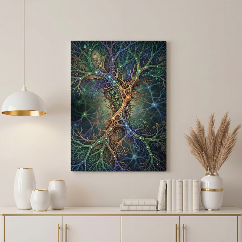 Art mural sur toile Gallery Wrap pour le salon, la chambre à coucher, le bureau ou le vestibule - décoration murale décorative avec arbre fractal