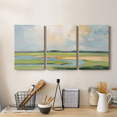 Pastel Horizon II - Toile tendue avec châssis de qualité supérieure - Prêt à accrocher