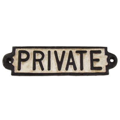Cast Iron Private Sign Door Decor