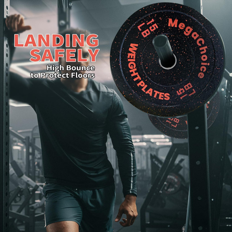 15 lb Olympic Weight Plates Pair, Rubber-Coated Cast Iron, 2-Inch Centre Hole, for Home Gym Strength Training