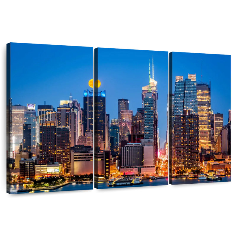 Sireci Super Moon Over Midtown NYC, 32" H x 50" W