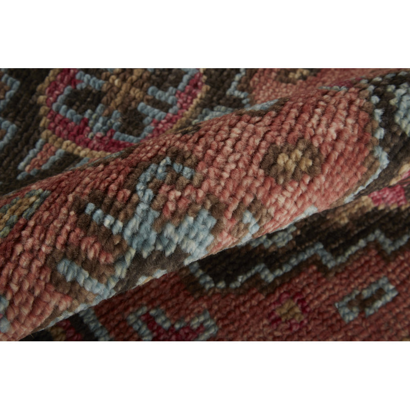 Piraj Wool Geometric Area Rug in Red, Rectangle 5'6" x 8'6"