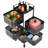 Kitchen Storage Cart,Rotating Trolley on Wheels,Metal Wire Shelf with Top Lid