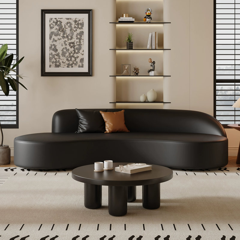 Canapé courbé noir moderne de luxe moderne et minimaliste