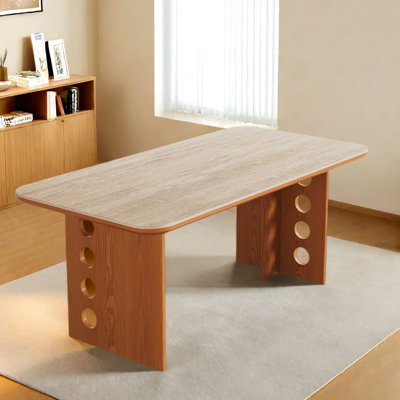 Table de salle à manger en porcelaine de style crème