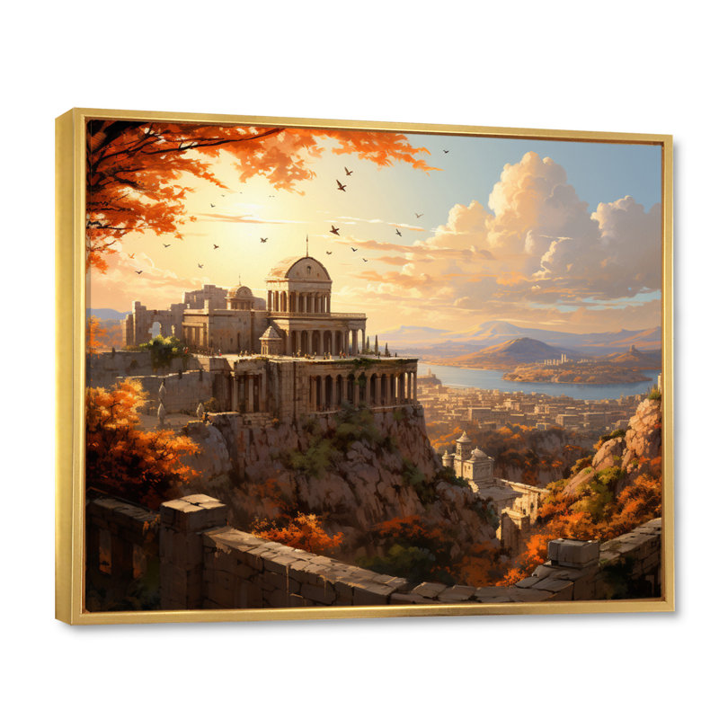 «Grèce Emperor Dreams III», reproduction d'art sur toile, H 24 po x l 32 po x P 1 po, Cadre flottant doré