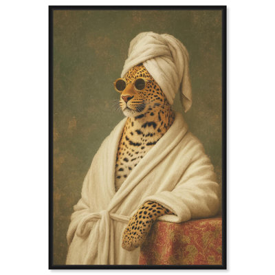 "Cheetah Spa Chill", impression sur toile par Art Remedy, cadre noir, 24 x 36