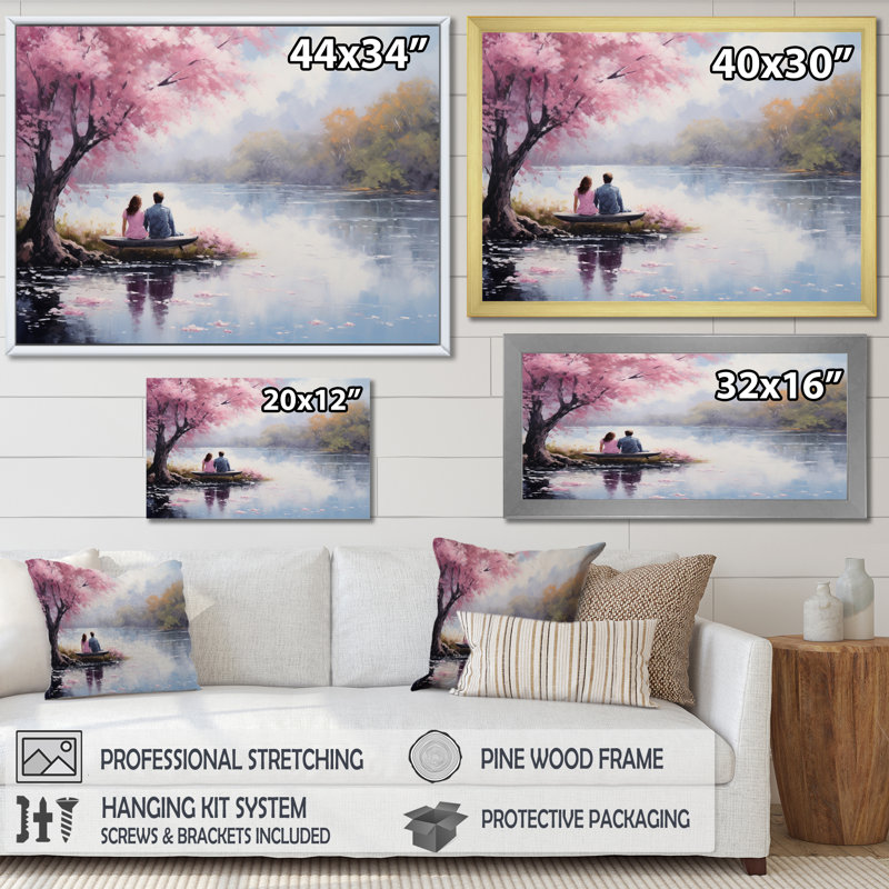 Romantic Couple Landscape Serenity III - Romantic Landscape Wall Art Living Room, H 24 po x l 32 po x P 1 po