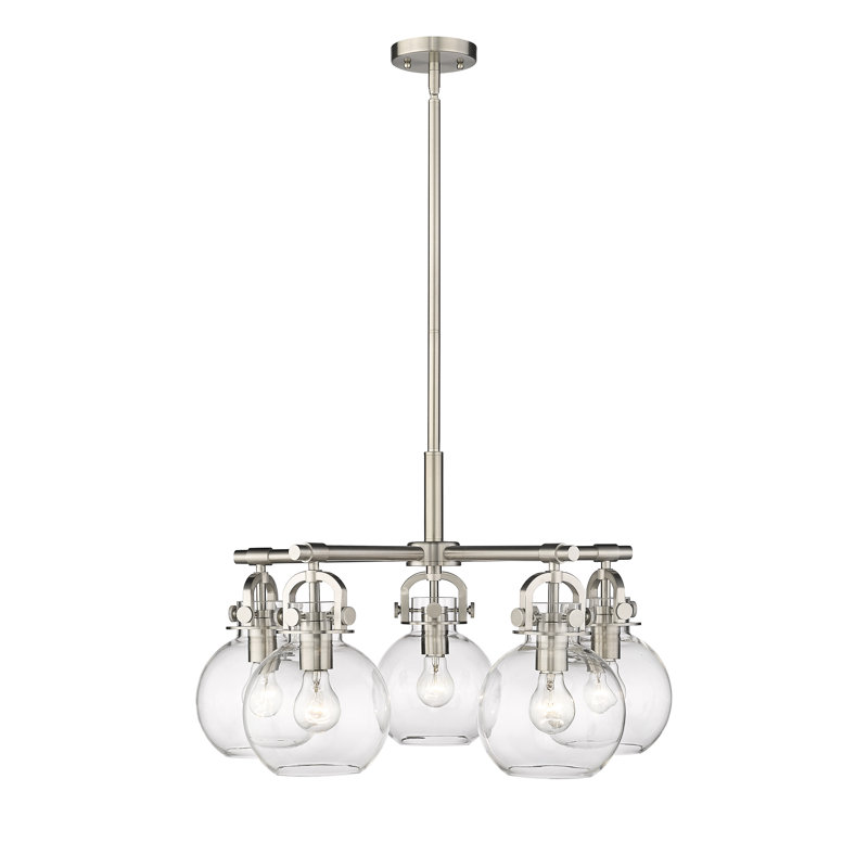 Lustre suspendu 5 lumières Ziyi, Transparent, Nickel poli