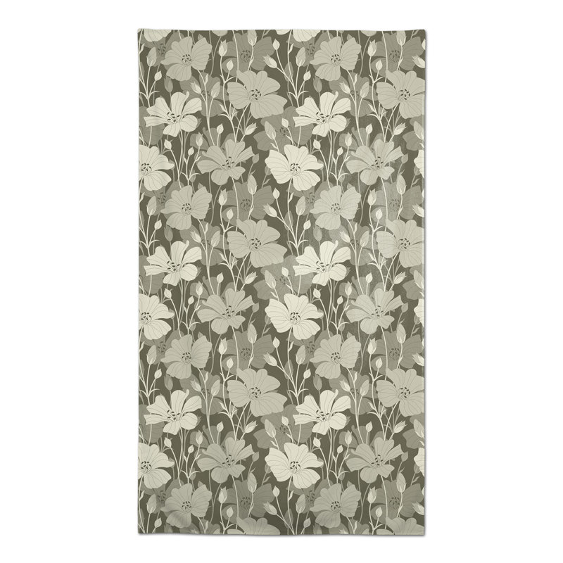 Rectangular Floral Polyester Tablecloth, Tan