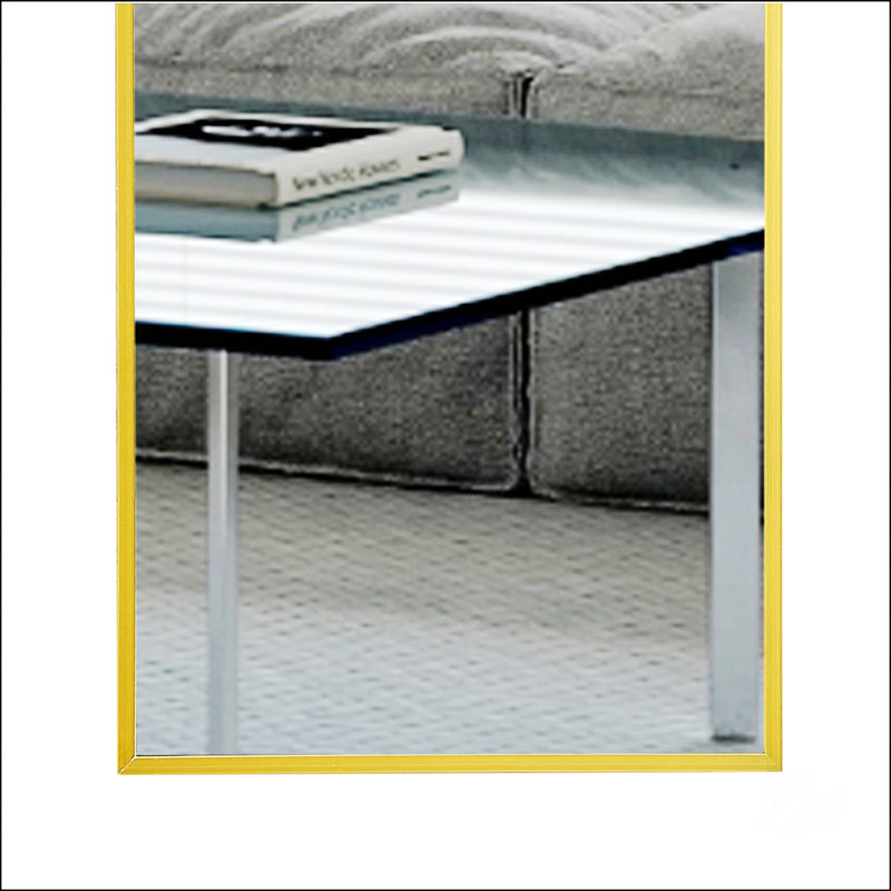 Miroir autoportant moderne en alliage d'aluminium Adamariz, Doré, 59 po x 15,7 po, Métal métal