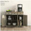 Armoire latérale avec plateau en bois massif HOMcom, armoire de rangement de cuisine moderne, armoire à café avec tiroirs, porte et tablettes réglables, gris résistant à l'usure-1970864296