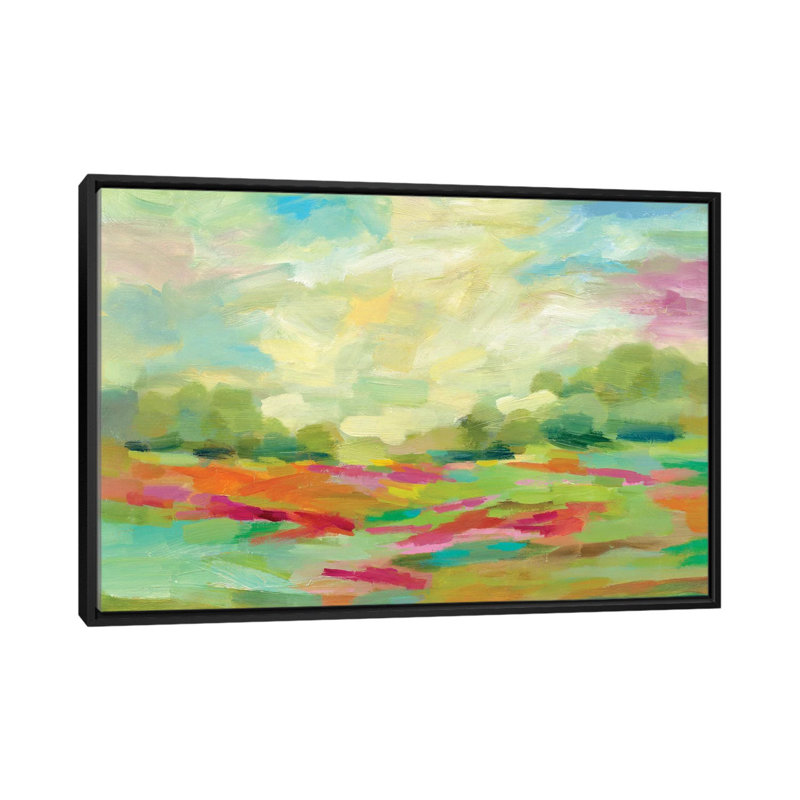 «Sunny Fields» par Silvia Vassileva, reproduction sur toile tendue, Toile avec cadre noir, H 32 po x l 48 po x P 1,5 po