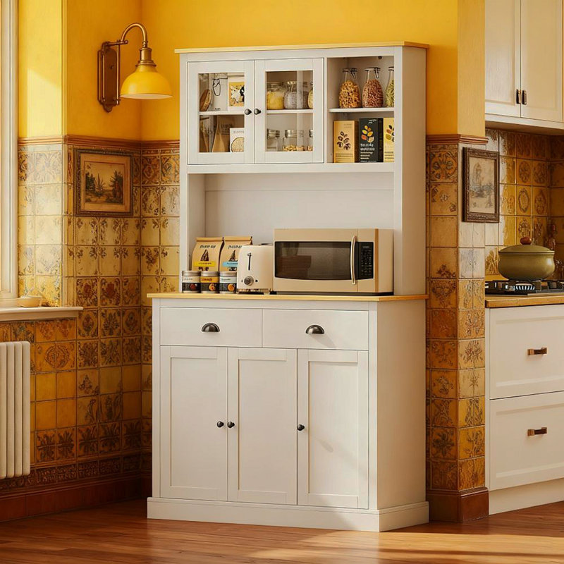 71" Tall Freestanding Kitchen Cabinet White