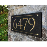 Black Granite Rectangle Trajan Engraved 1-Line Address Sign