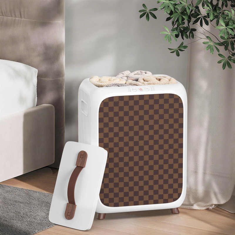 Seau à serviette, chauffe-serviettes de luxe pour salle de bain avec minuterie et retard, parfum personnalisé, verrou pour enfant, (damier)