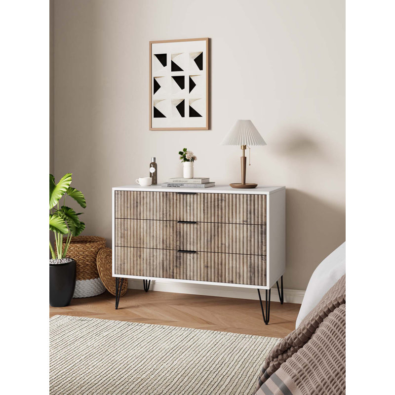 Commode en gris rustique et blanc, Gris / Blanc