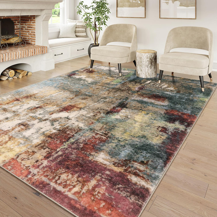 Kayo Modern Abstract Washable Area Rugs for Bedroom Soft Large Accent Carpet for Living Room Home Decor