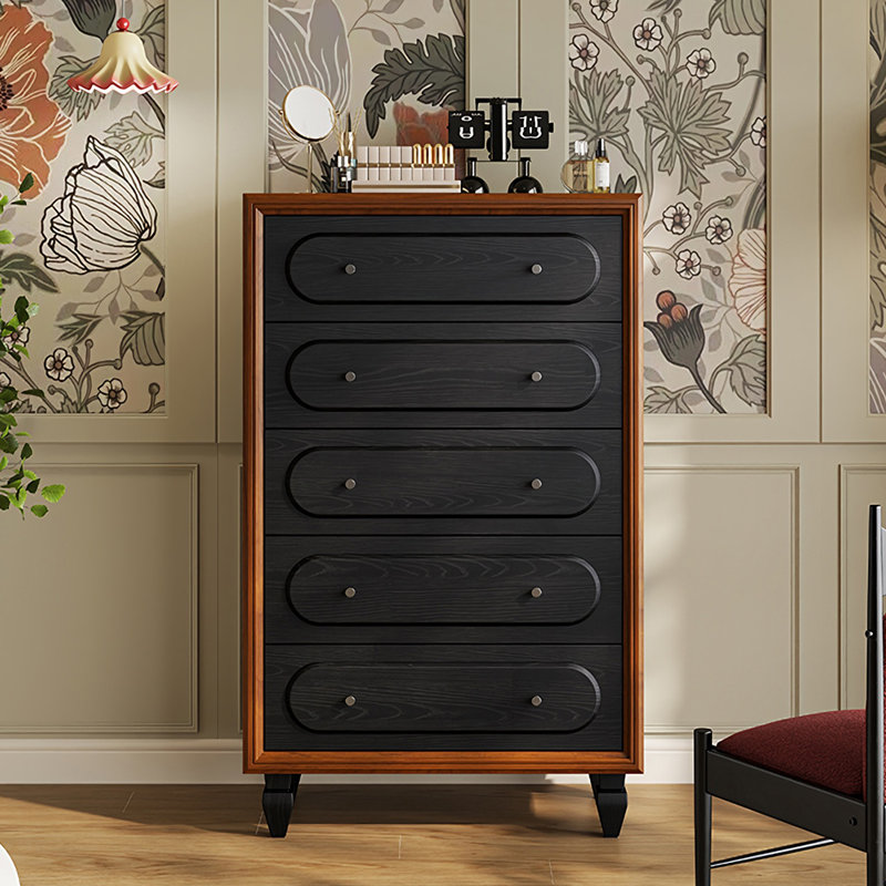 Coffre d'appoint en bois massif exquis simple., Noir / brun
