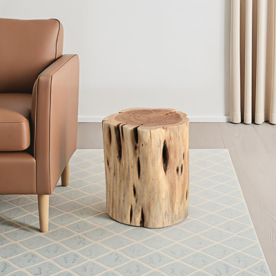 Brookleigh Solid Wood Stump Accent Stool