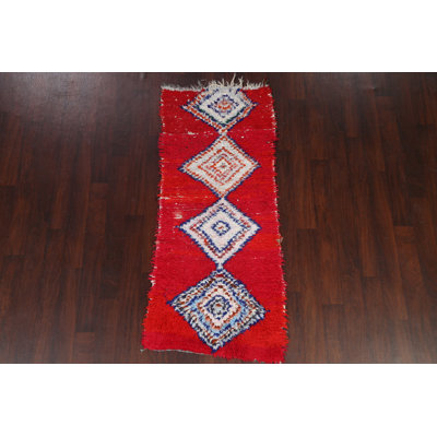 One-of-a-Kind 2'7'' X 6'5'' 1970s Wool Area Rug in Red