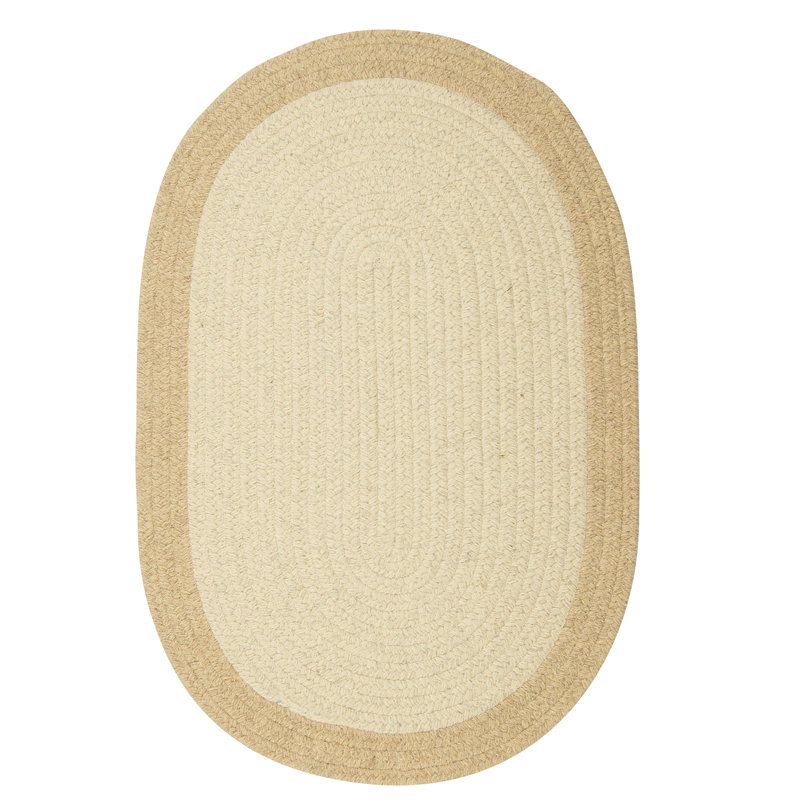 Tapis beige en laine tressé Rupert, Rond 12 pi