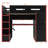 Full-Size Loft Bed with Desk, Wardrobe, Storage & RGB Light for Gamers, Red-1517454642