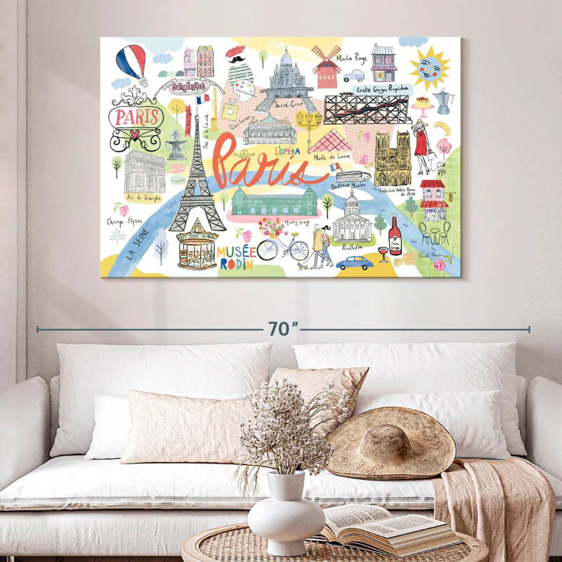 Kavia Paris Map Light, 34" H x 51" W
