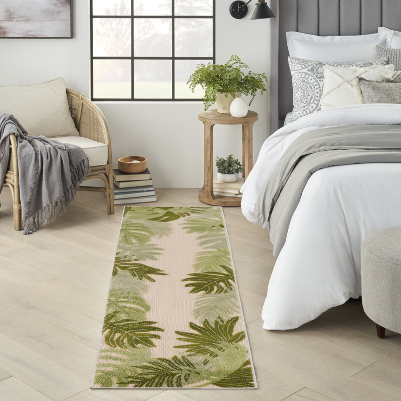 Tapis intérieur / extérieur floral Alvarie, Tapis de couloir 2 pi x 6 pi