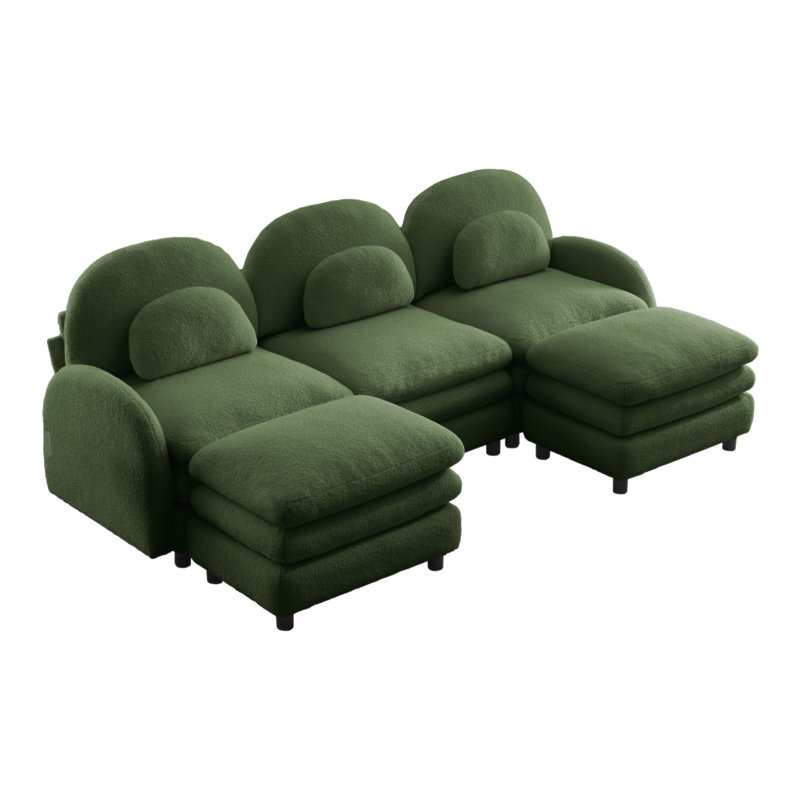 Canapé 3 places Teddy, Vert, H 35,4 po x l 98,2 po x P 55,5 po